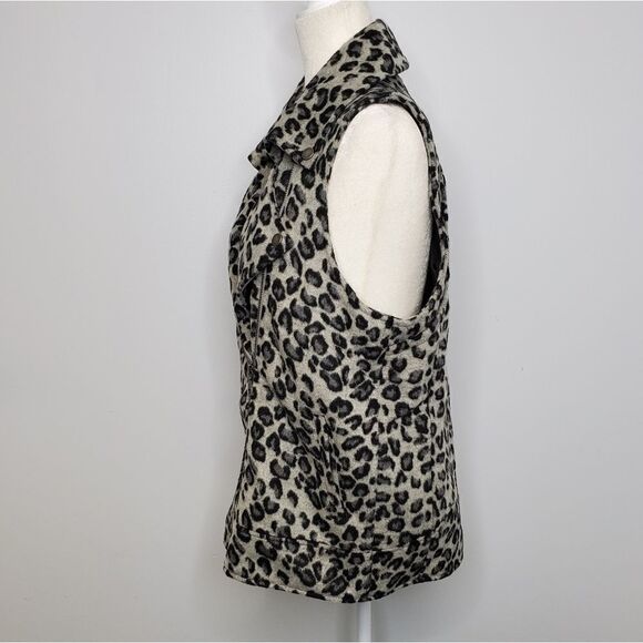 NEW JOLT leopard gray and black big cat zip collared moto vest L‎ - Picture 3 of 6